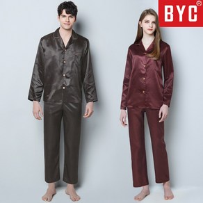 BYC 긴팔 실크 잠옷 도트