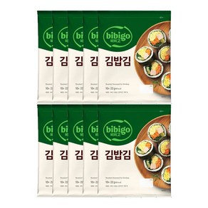 CJ 비비고 김밥 김 22g X 10봉 도시락 소풍 김밥용, 10개