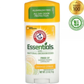 암앤해머 에센셜 내추럴 데오드란트 오렌지 시트러스 71g Essentials Natual Deodoizes Deodoant Oange Citus, 1개