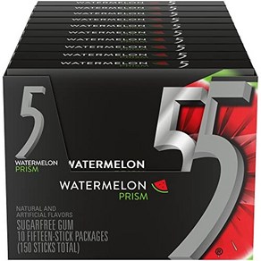 Wigley's 5 GUM Watemelon Pism Suga Fee Chewing Gum 15 Wigley's 5 GUM 수박 프리즘 무설탕 츄잉껌 15개입(10팩, 1개, 521.63g