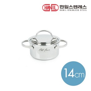 한일스텐레스 올파이브 통오중 스텐냄비 양수14cm, 단품, 단품, 1개