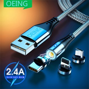 OEING 1M 2M 자기 마이크로 USB 유형 C 케이블 iPhone 12 13 Pro Xs Samsung S10 S7 Xiaomi 자석 충전기 휴대 전화 케이블 코드