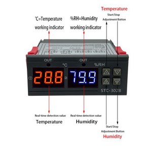 STC-3028 DC 12V 24V 듀얼 디지털 온도 습도 조절기 측정기