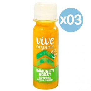 Vive Organic 바이브 오가닉 이뮤니티 부스트 카이엔 + 진저 & 터메릭 59ml 3팩 Immunity Boost Cayenne Ginger Turmeric Shot