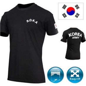 반팔 면 스판 덱스 ROKA 검정 티셔츠 로카 군인 여름 군대 용품 군용 하계 물품