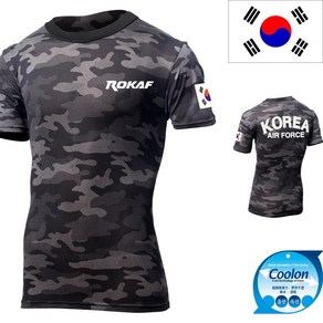 어택존 반팔 쿨론 멀티캠 ROKAF 공군 티셔츠 로카 군인 면 기능성 남자 티