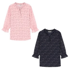지센 여성 기하학 프린트 티블라우스 여자 캐주얼 상의 LFWSN311