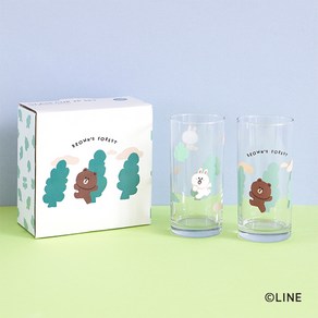 [데일리라이크] 라인프렌즈 유리컵 2p set - 01 Bown`s foest (268ml), 단품, 2개