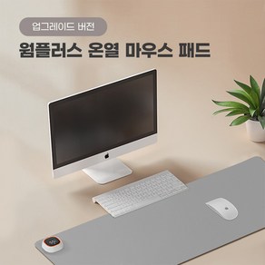 웜플러스 온도확인가능한 온열 발열 가죽 장 마우스 데스크 패드 매트, 1개, 그레이