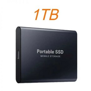 고속 솔리드 스테이트 드라이브 하드 드라이브 외장 휴대용 SSD 노트북 PC MAC 휴대폰용 USB 3.1 C 타입 2TB 정품 하드 디스크 60TB, 없음, 4) Black 1TB