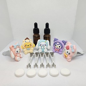 산리오 차량용 방향제 5종 몽땅+최고급오일 10ML 2개 [롱 클립 포함]