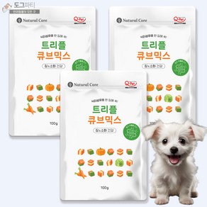 네츄럴코어 트리플 큐브믹스 강아지 한입간식, 3개, 100g, 장&소화건강