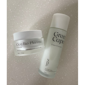[정품] 내추럴더마 프로젝트 그린 케이퍼 토너 에센스 130ml + 시카 바이오 플라센타 크림 50ml 2종 세트 피부진정 민강성피부 마데카소사이드 판테놀 저자극 결광 트러블케, 1개