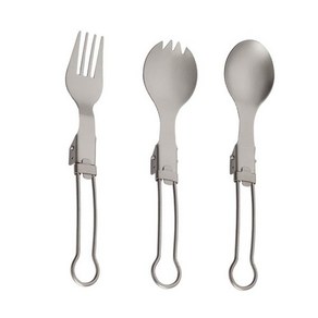 티타늄 접이식 스포크 스푼 경량 야외 저녁 식사 여행 배낭여행용, Folding salad spoon, 1개