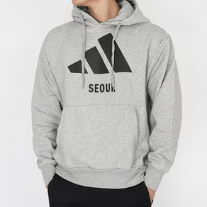 아디다스 기모 후드티 SEOUL HOODIE 그레이-화이트 로고