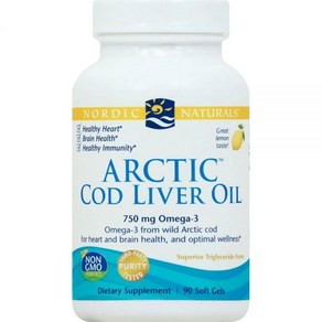 노르딕내추럴스 Nodic Natuals Actic Cod 간 오일 레몬 - 90 소프트 젤 750 mg 총 오메가-3s EPA 및 DHA 포함 심장 뇌 건강 건강한 면역, 1개, 90정