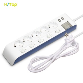 현대일렉트릭 하이탭 USB 2구 충전기 5구 1.5M (16A) 개별 스위치 멀티코드, 1개