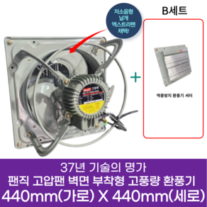 팬직 창문형 환풍기 440mm X 440mm TFP-F35CSE 220V 고압 환기팬 셔터 안전망