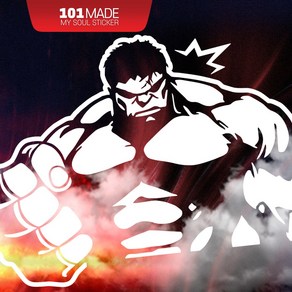 스티커101 자동차스티커 헐크 HULK FICTION 캐릭터데칼 주문제작, 화이트, 1개