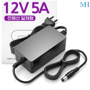 명호전자 12V5A 아답터 전원선일체형 (ANY1250C-1) DC 12V 5A 어댑터, 12V5A 아답터(전원선일체형)+젠더3종, 1개