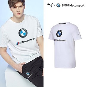 [쇼핑엔티] [PUMA] NEW 푸마 BMW 모터스포츠 로고 반팔티셔츠 남성 화이트