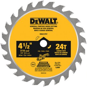 디월트 미국용 4.5인치 원형톱날 DEWALT DWA412TCT PC412TCT 외경 115mm 내경 9.5mm DCS571 용 원형톱날, 포터케이블 4.5인치 120T 톱날, 1개