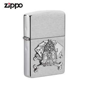 ZIPPO 라이터 엠블렘 Card Skull Emblem Design 오일+심지+부싯돌 3종세트 포함