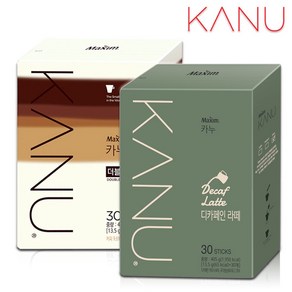 [카누] 맥심 카누 더블샷라떼 30T+디카페인 라떼 30T 커피 커피믹스 라떼, 2개, 13.5g, 2개, 30개입