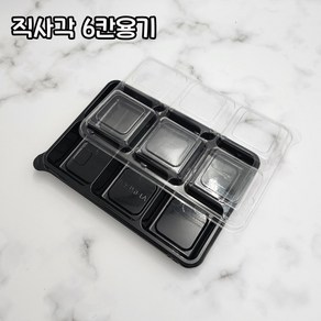 [100세트] 직사각6칸 6칸찬용기 반찬포장용기 마카롱 떡 배달용기, 100개