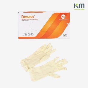 케이엠헬스케어 Dowoo 진료용 라텍스 장갑 파우더프리 50쌍 KM Healthcae DOWOO Latex Powde Fee Examination Glove, XS, 100개