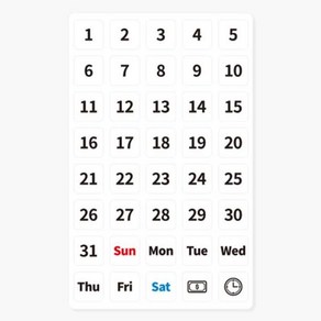 월간 행사 계획표 달력 일자 숫자 요일 고무자석
