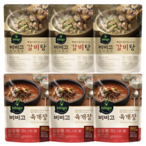 [비비고] 육개장 500g x 3팩 + 갈비탕 400g x 3팩