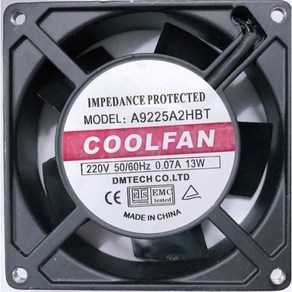 AC FAN MOTOR 팬 모터 A9225(HB9225) 92mm x 92mm x 25mm ball 볼베어링 쿨러 쿨링팬 파츠봄, 9225 볼베어링, 1개