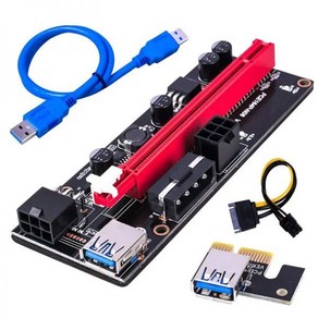 노트북외장그래픽카드 PCI-E 라이저 009S 1X 16x PCI E USB 듀얼 6 핀 어댑터 카드 SATA 15 BTC 30 그래픽카드용