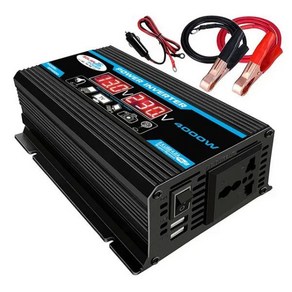 차량용 인버터 파워뱅크 6000W 피크 자동차 컨버터 수정된 사인파 DC 12V to AC 110V 220V 변압기 전압 듀얼 USB 스마트 전력 475843, 4000W Black 12V 110V, 1개