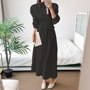 요시아나 [당일발송] 벨리시온 하이넥 스트링 점퍼 밴딩 롱스커트 투피스 세트 2컬러
