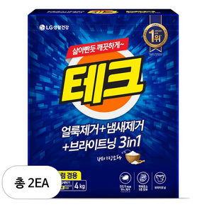 테크 3in1 분말세제 본품, 4kg, 2개