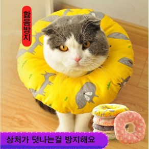 [켈리] 고양이 강아지 중성화수술 상처보호 쿠션넥카라, 노랑여우, 1개