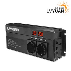 녹원 유사계단파 차량용 2000W 인버터 220V 60hz 한국형 KC인증, 1개, 블랙 용량 2000W 전압 12V