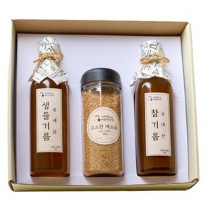 3종 저온압착 국산 참기름 선물세트 350ml 200g 명절 선물세트 답례품, 1개