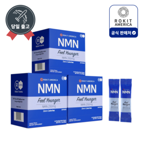 맛있는 NMN 스틱 파우더 레몬맛 250mg x 30포 by 로킷아메리카, 3박스, 30회분