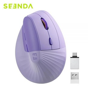 Seenda 인체 공학적 수직 무선 마우스 C타입 충전식 2.4 USB 노트북 태블릿 폰 맥북호환 PC 블랙