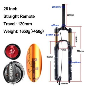 BOLANY MTB 서스펜션 에어 충격 흡수 포크 마그네슘 합금 스트레이트 테이퍼 잠금 프론트 포크 수동 원격 26 27.5 29 인치, 26 Staight Remote, 2) 26 Staight RL, 1개