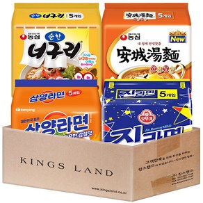 봉지라면 4종 번들 (농심_너구리순한맛+안성탕면+삼양라면+오뚜기_진라면순한맛)