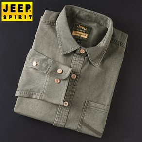 JEEP SPIRIT 지프 스피릿 셔츠 남성 가을 패션 겨울 긴팔 새로운 남자 옷깃 긴팔티 느슨한 단색 패션 디자인 캐주얼 탑 버튼 긴소매 두꺼운 남자 셔츠 2082