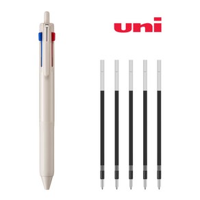 유니 uni 제트스트림 3색 507 유성 0.5mm (SXE3-507-05) 볼펜 1개 + 일반 리필심 블랙 5개, 그레이지(SXE3-507-05)