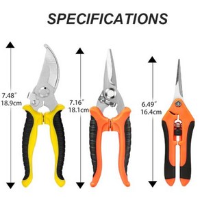 전동 가위 3 개 다기능 스테인리스 전정 원예 꽃 과일 나무, 3개