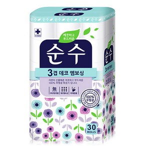 깨끗 순수(무형광)화장지 16m 3겹 30롤, 30개입, 30개