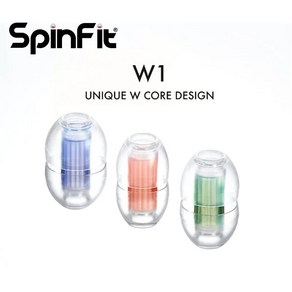 SpinFit-W1 실리콘 이어팁 특허 용 이중 W 자형 튜브 코어 5-6mm 이어폰 노즐 직경, 2.W1-M 1pai, 1개