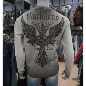 버커루 [BUCKAROO JEANS] [PREMIUM] [노세일상품] 와플 고신축사 십자가 날개 크로스윙 빈티지 긴팔 티셔츠 R넥 티셔츠